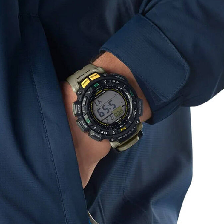 CASIO Waterproof Sports Solar Powered Mens Khaki Digital PRG-240-5