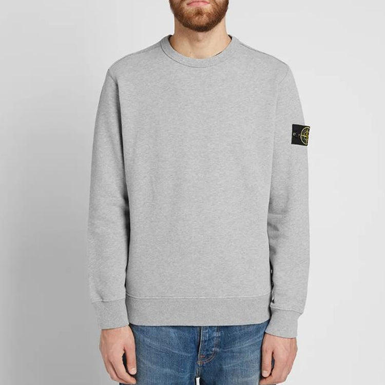 Men's STONE ISLAND Garment Dyed logo Sleeve Round Neck Gray 711562720-V0M64