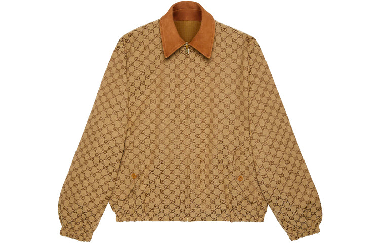 Men's Gucci FW21 Double Sided Retro GG Printing Jacket Light Brown 654842-Z8AN5-2109
