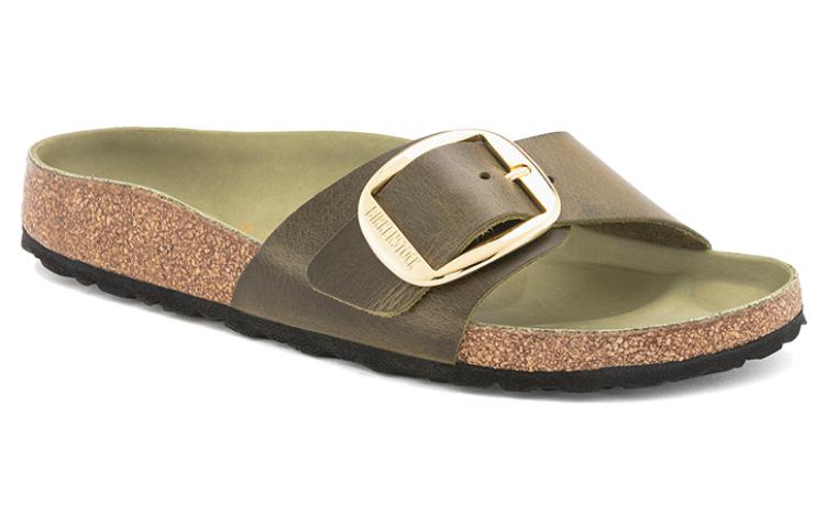 Birkenstock Madrid Big Buckle Natural Leather Oiled Narrow Fit Sandals 'Olive and Green' 1024114