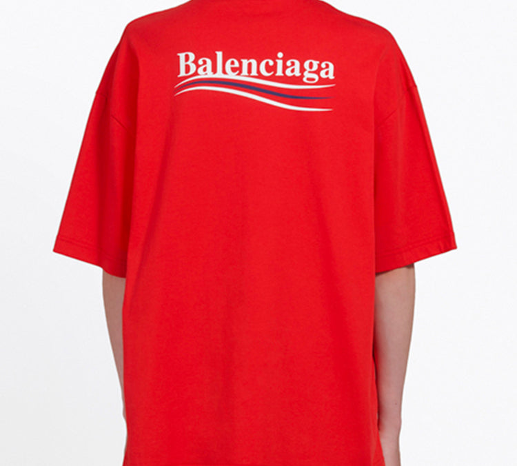 Balenciaga Sports Short Sleeve Loose Version Red 556102TAV446403