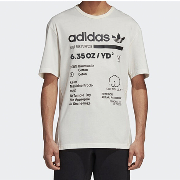 adidas originals Alphabet Printing Round Neck Short Sleeve White DM2084