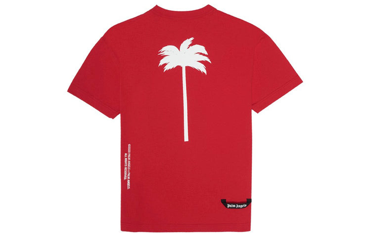 PALM ANGELS Big Palm Back Print Tee Large Brown Printing Short Sleeve Red PMAA038R207520302001