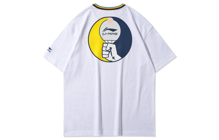 Li-Ning Paris fashion week pingpong/Table Tennis Printing Short Sleeve White AHSQ111-2
