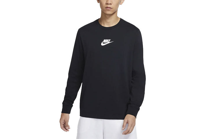 Nike Sportswear Back Alphabet Logo Printing Round Neck Long Sleeves Black DJ4094-010