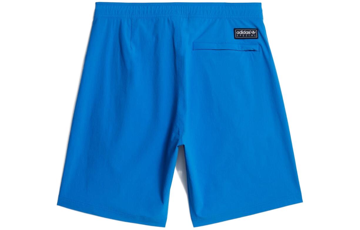 Men's adidas Solid Color Label Straight Shorts Japanese Version Blue GT1816