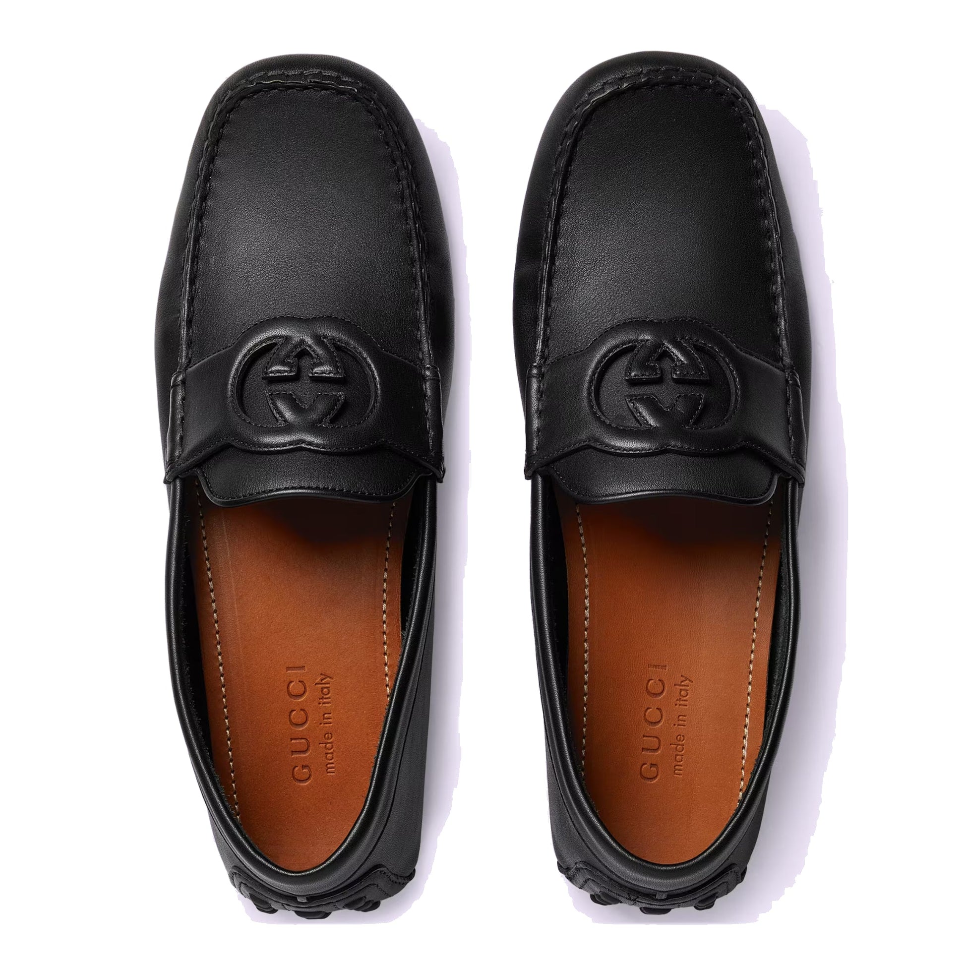 Gucci Leather Driver Shoes 'Black' 730148-1XH60-1000