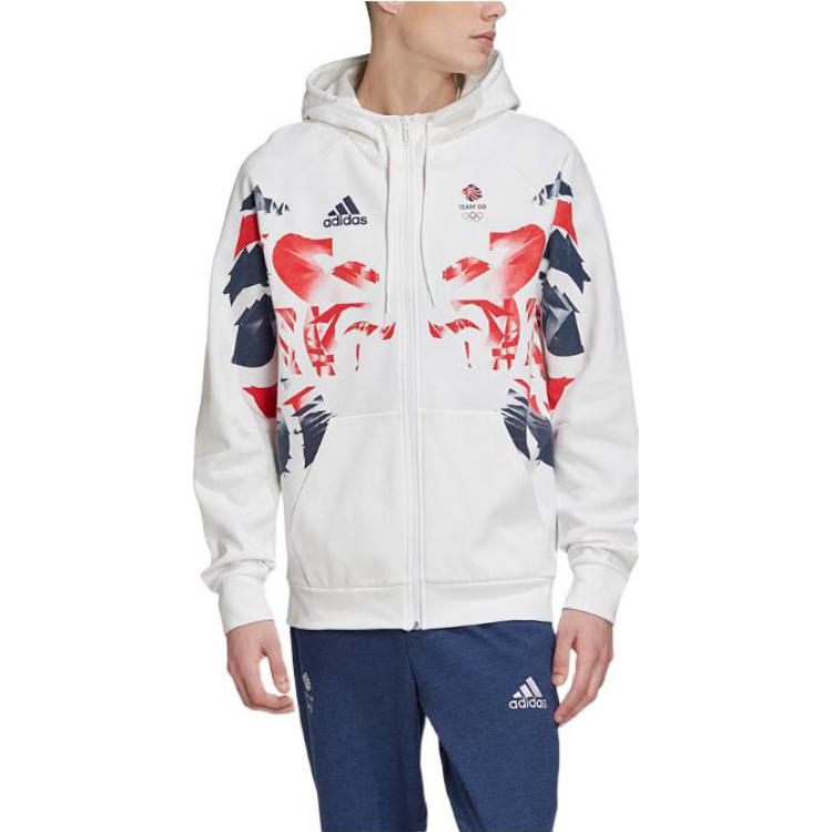 Men's adidas Colorblock Logo Sports Alphabet Jacket White FS0115