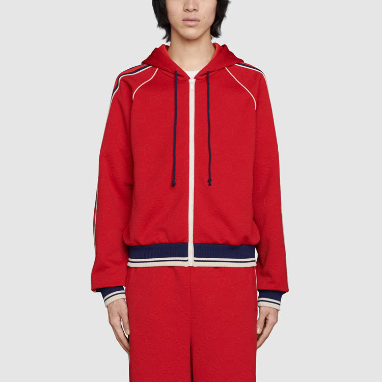 Gucci GG Web Piping Hooded Zip-Up Jacket 'Red' 66233-XJDEM-6863