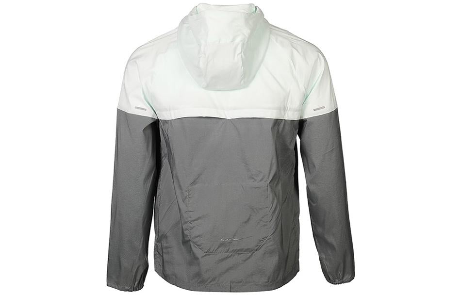Men's Nike SS22 Splicing Color Block Logo Printing Zipper Hooded Jacket Autumn Gray Green CZ9071-394