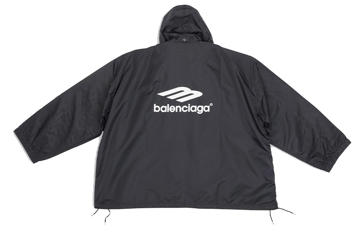 Balenciaga 3B Sports Icon Oversized Windbreaker Jacket 'Black' 698871TLO251000