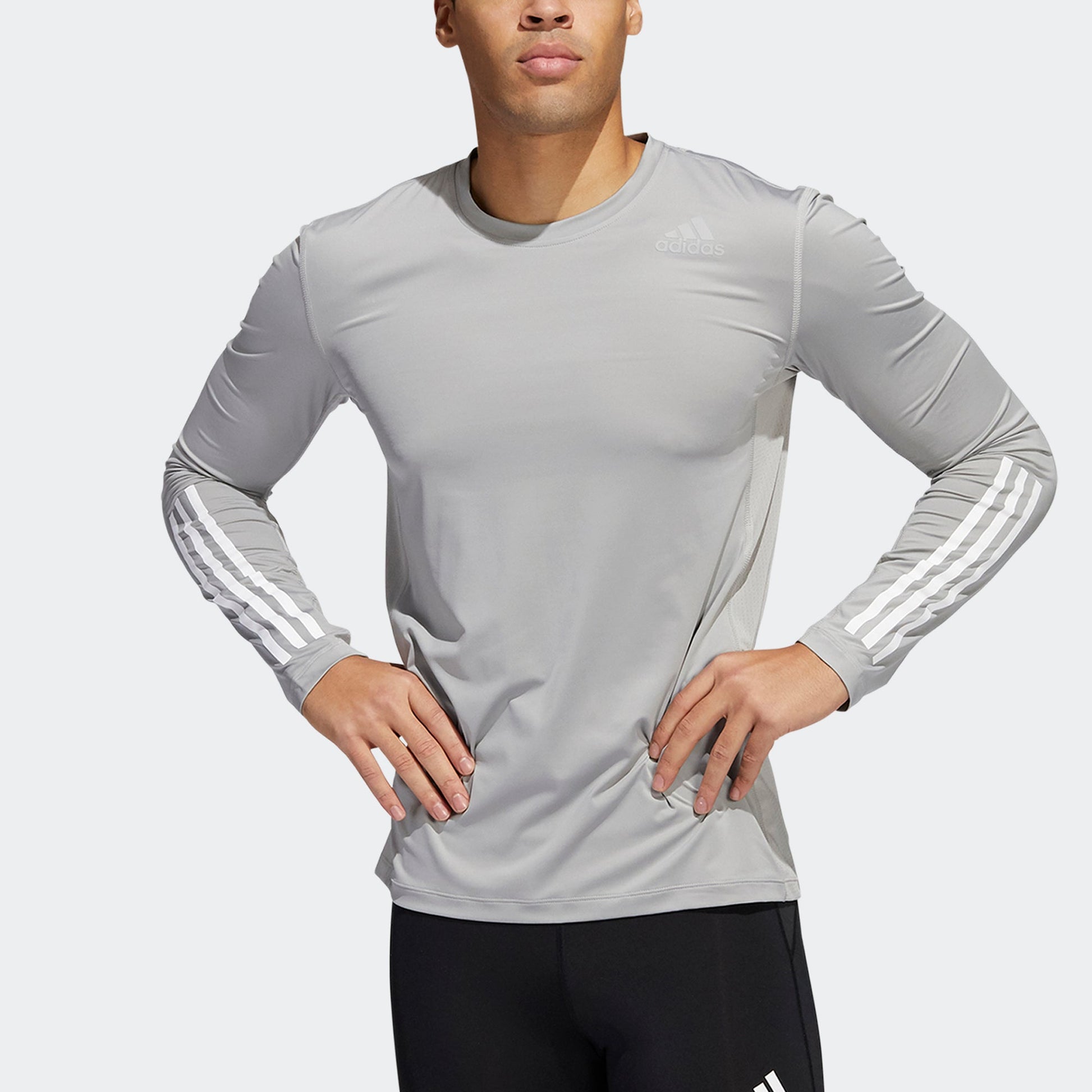 adidas TF Turf Ls Ft 3S Round Neck Pullover Sports Gym Long Sleeves Gray HE4588