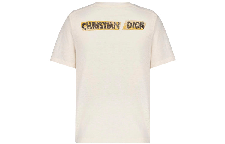 DIOR SS21 Pattern Printing Loose Short Sleeve Creamy White 143T12A4463-X0200