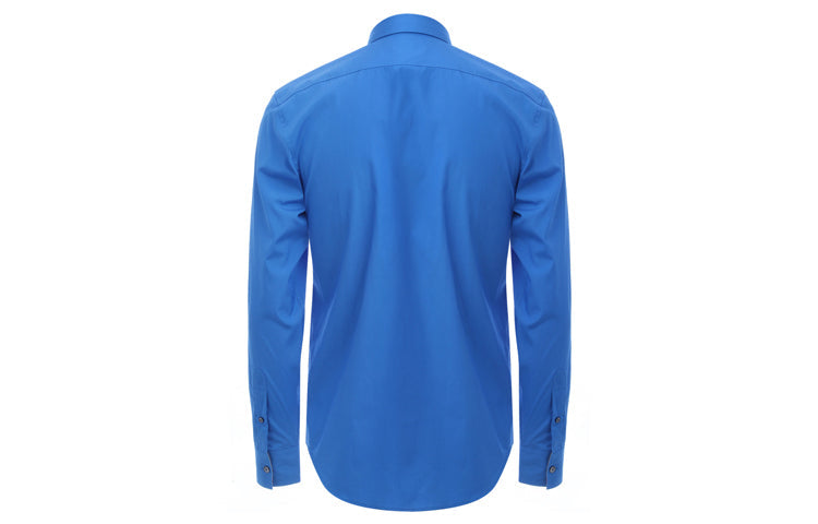 Men's Burberry Cotton Logo Long Sleeves Shirt Blue 80045341