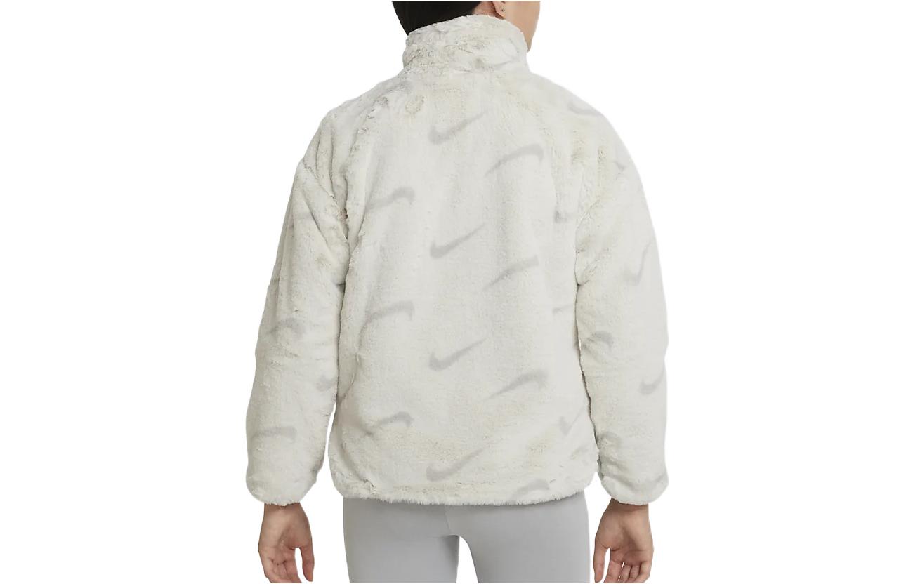 (GS) Nike Sportswear Faux Fur Jacket 'White Grey' DV3252-072