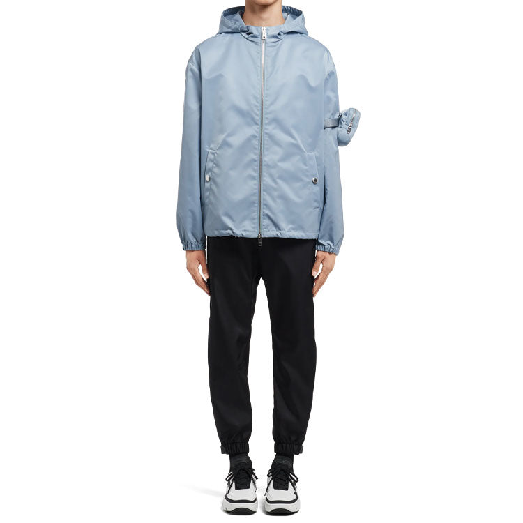 Men's PRADA Re-Nylon hooded Long Sleeves Jacket Blue SGB740-1WQ8-F0637-S-202