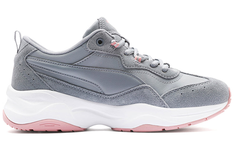 (WMNS) PUMA Cilia Suede Trainers Grey/Pink 370283-02