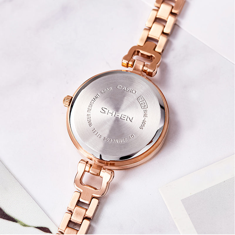 CASIO SHEEN Series Quartz Rose-Gold/White Rose Gold Analog SHE-4055PG-7A