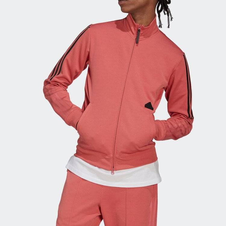 adidas Side Stripe Logo Stand Collar Jacket Pink HN1948