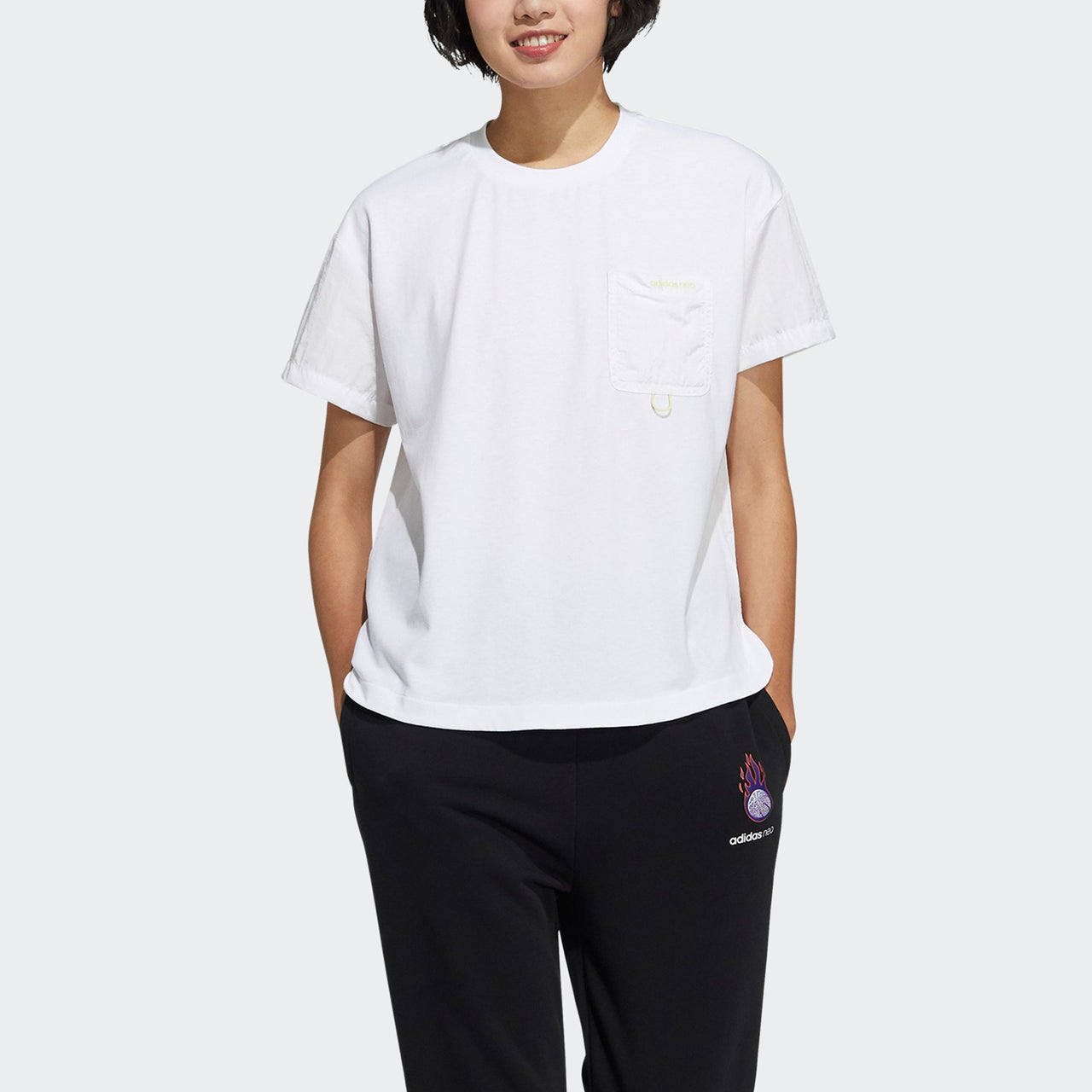 (WMNS) adidas neo July Tee 4 Chest Pocket Sports Round Neck Short Sleeve White H16269