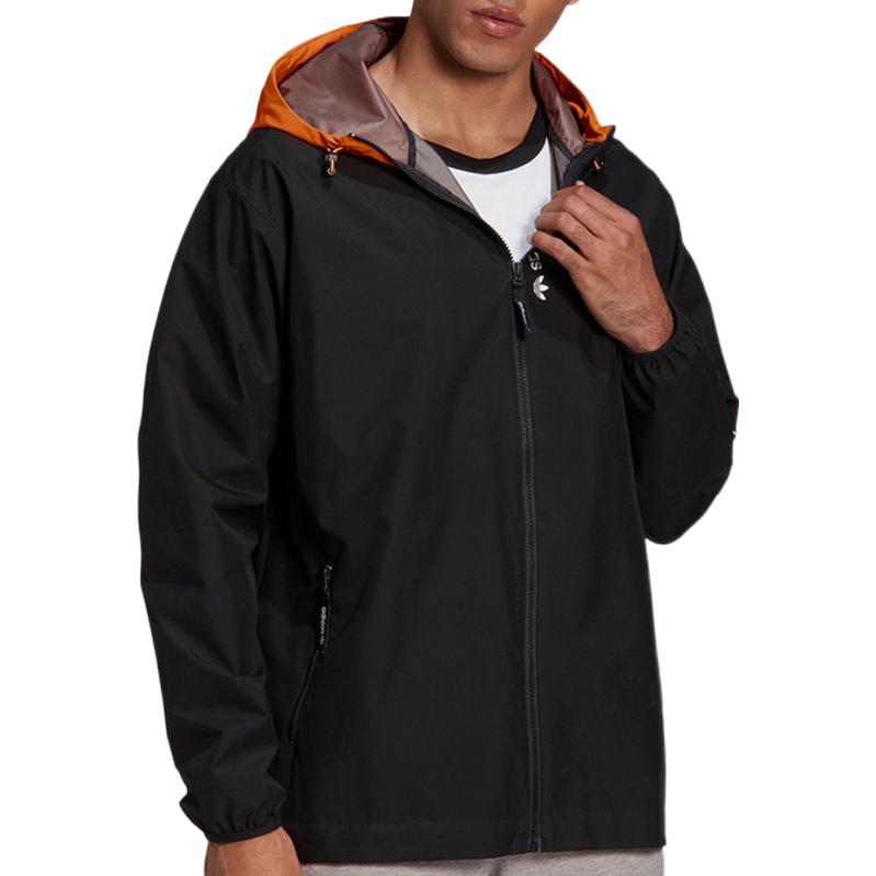 Men's adidas Alphabet Printing Zipper Hooded Casual Jacket Black GD5616