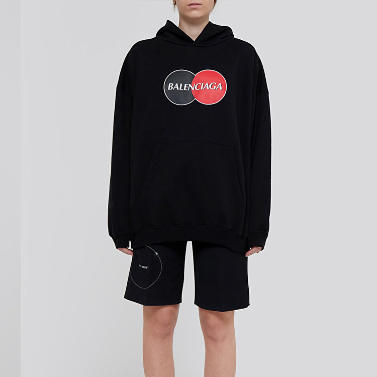 (WMNS) Balenciaga Pattern Loose Version Hoodie Sports Black 620947TIV801000