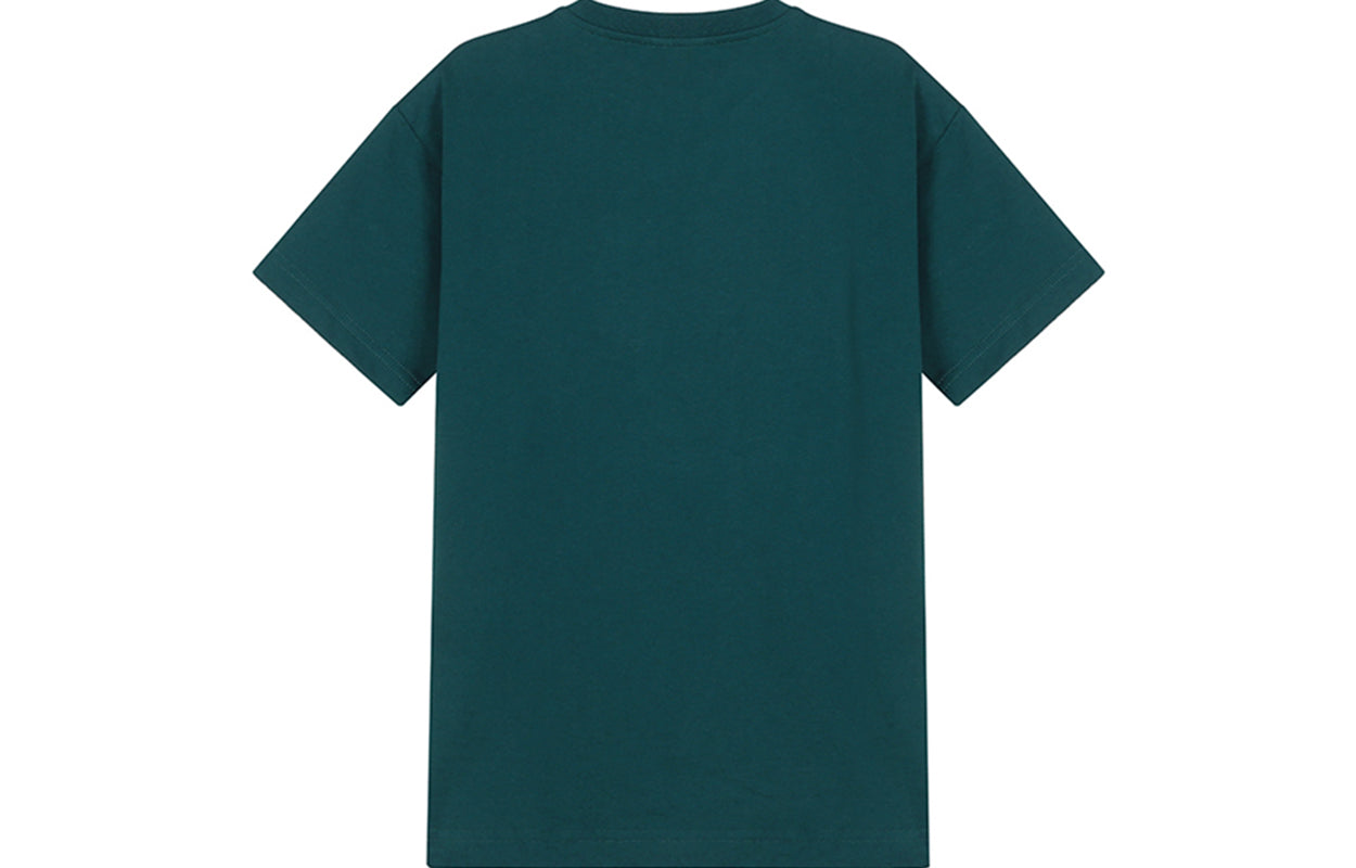 Men's KENZO Tiger Head Embroidered Cotton Loose Version Round Neck Short Sleeve Green FA65TS0654YI-73