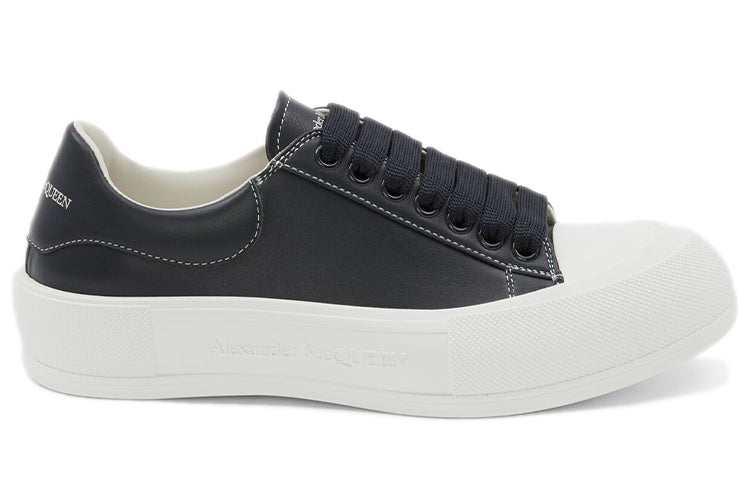 Alexander McQueen Leather Deck Plimsoll 'Navy Blue' 667817WIABK4472