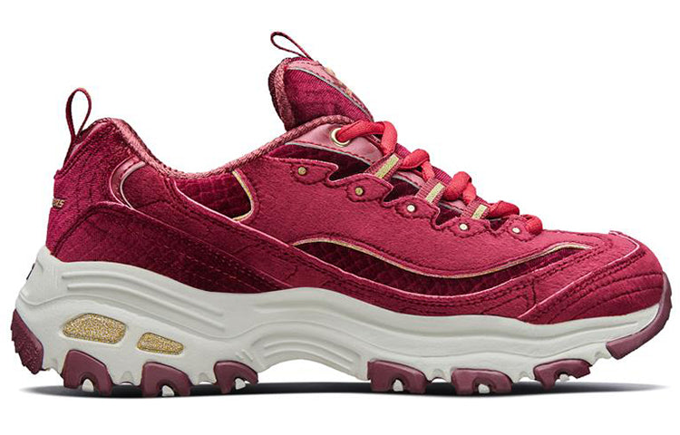 (WMNS) Skechers D'Lites Velvet Low-Top Daddy Shoes Red 11917-DKRD
