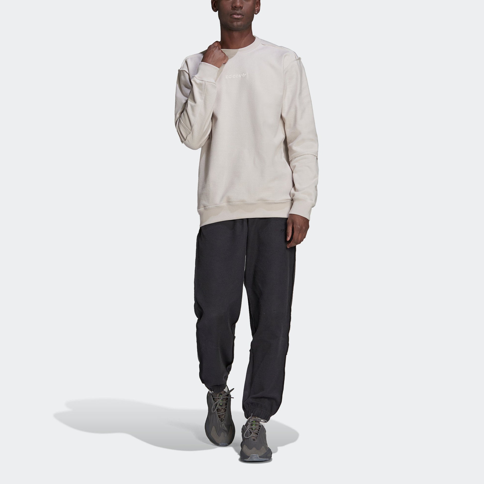 Men's adidas originals Round Neck Pullover Sports Gray Pearl Pink HP0438