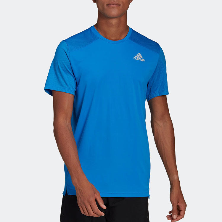 Men's adidas Solid Color Alphabet Logo Printing Short Sleeve Blue T-Shirt HB7463