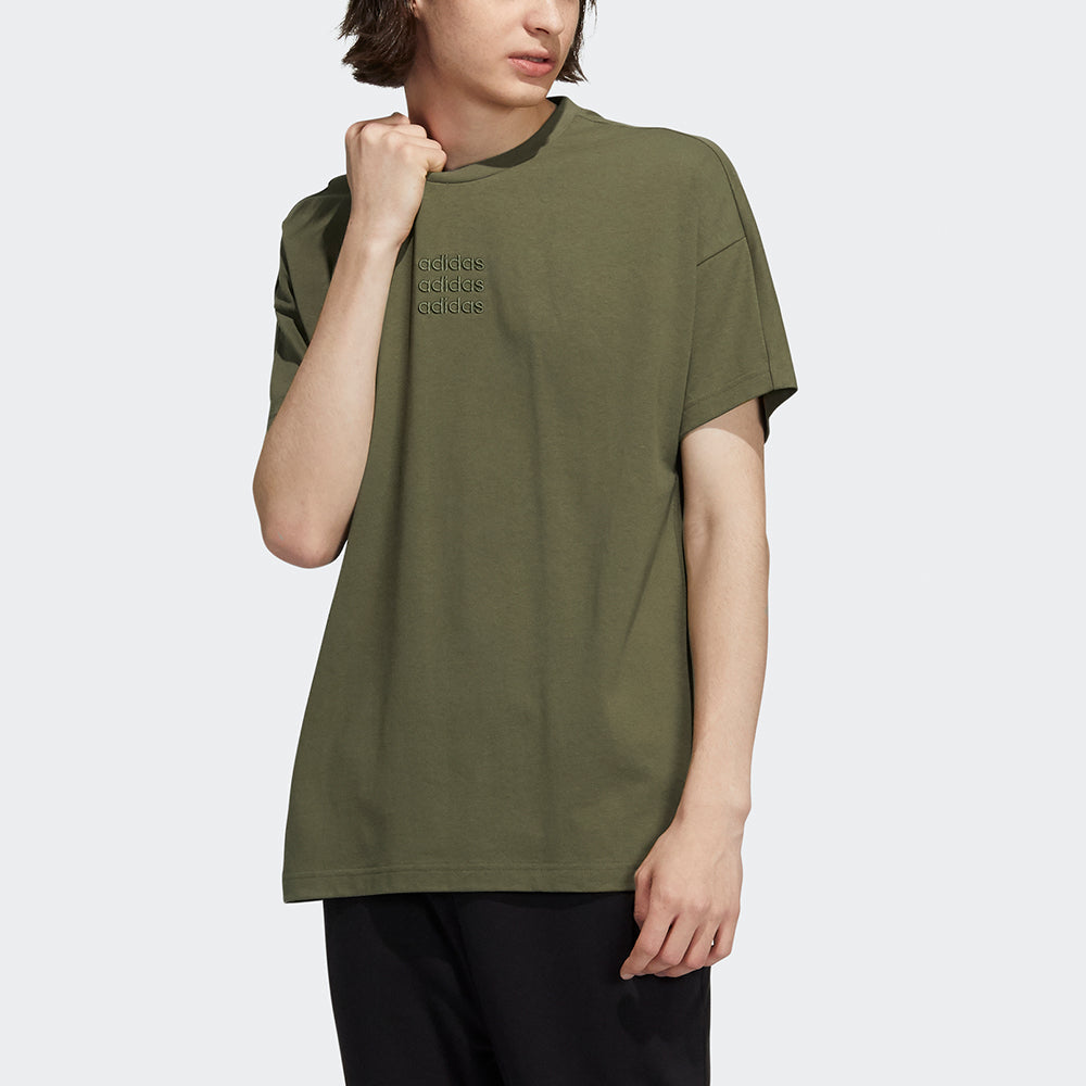 adidas neo M Icons C+ Tee Back Large Logo Printing Sports Short Sleeve Green H52727