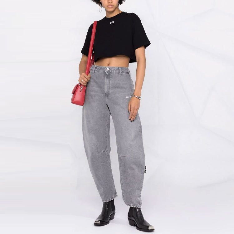 (WMNS) Off-White Logo Micro Mark Short Sleeve Slim Fit Version Black OWAA081F21JER0011001