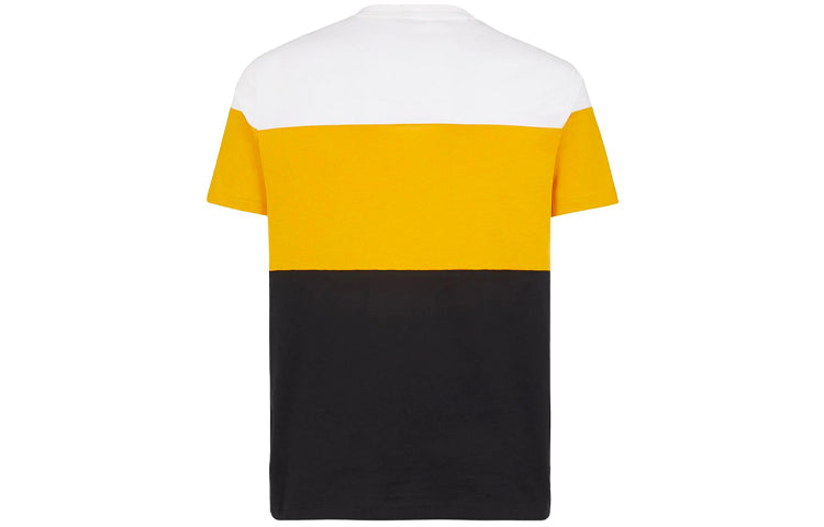Men's FENDI Chest Alphabet Logo Printing Round Neck Short Sleeve Colorblock FAF532AE8OF0232