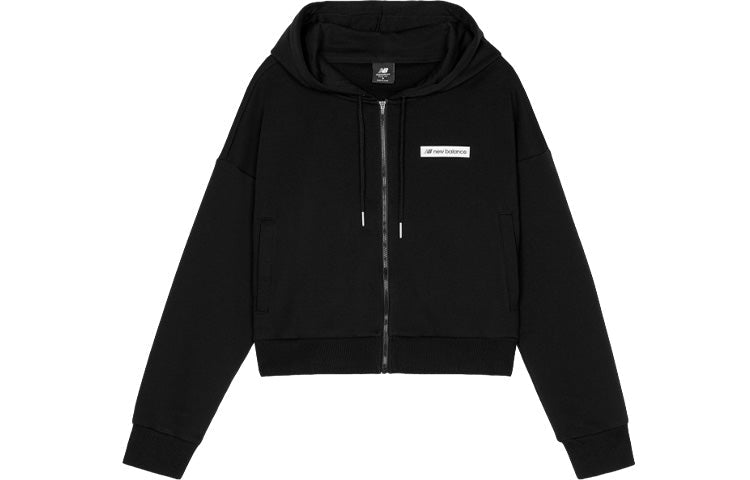 (WMNS) New Balance hooded Casual Zipper Jacket 'Black' WJ03512BK
