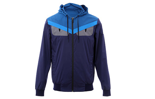 Men's FENDI hooded Zipper Design Jacket Navy Blue FXX109-0TB-F0QA2