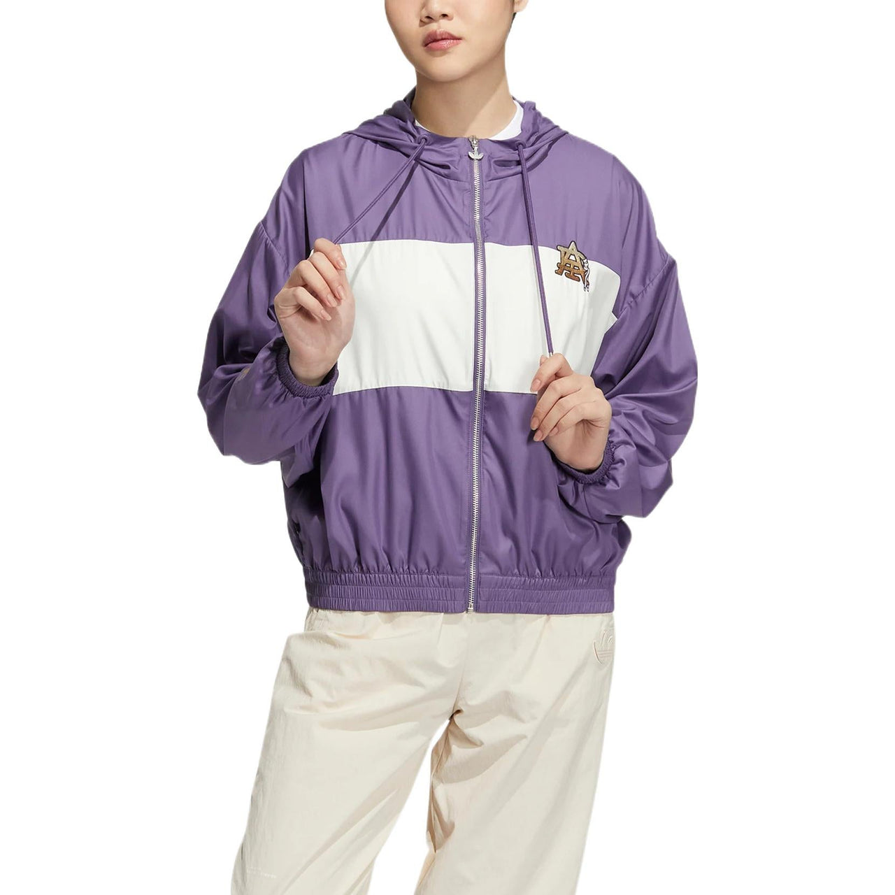 (WMNS) adidas Modern Collegiate Windbreaker Jacket Asia Sizing 'Purple White' HS1934