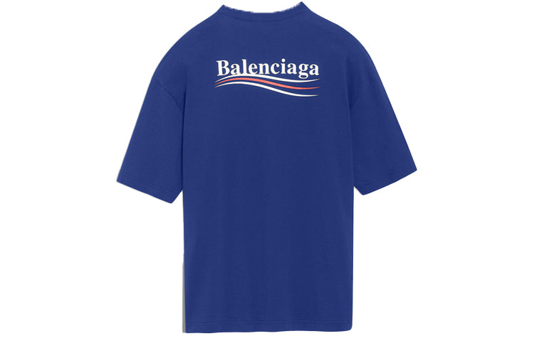 Balenciaga Political Campaign Printing Large Version Short Sleeve Royal blue 518213TAV444540
