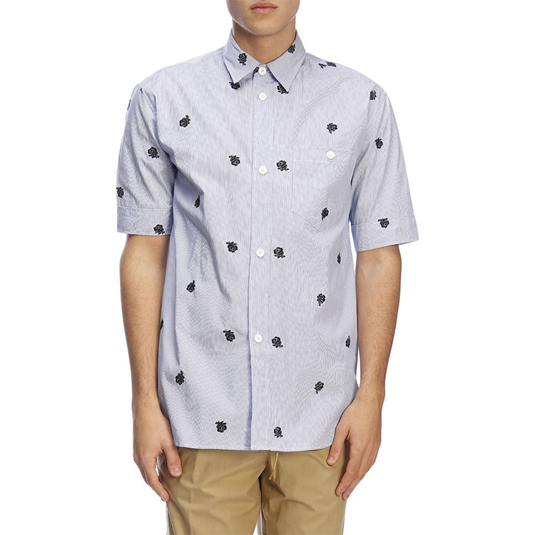 Men's KENZO SS21 Embroidered Short Sleeve Shirt Blue F955CH5261FH-64