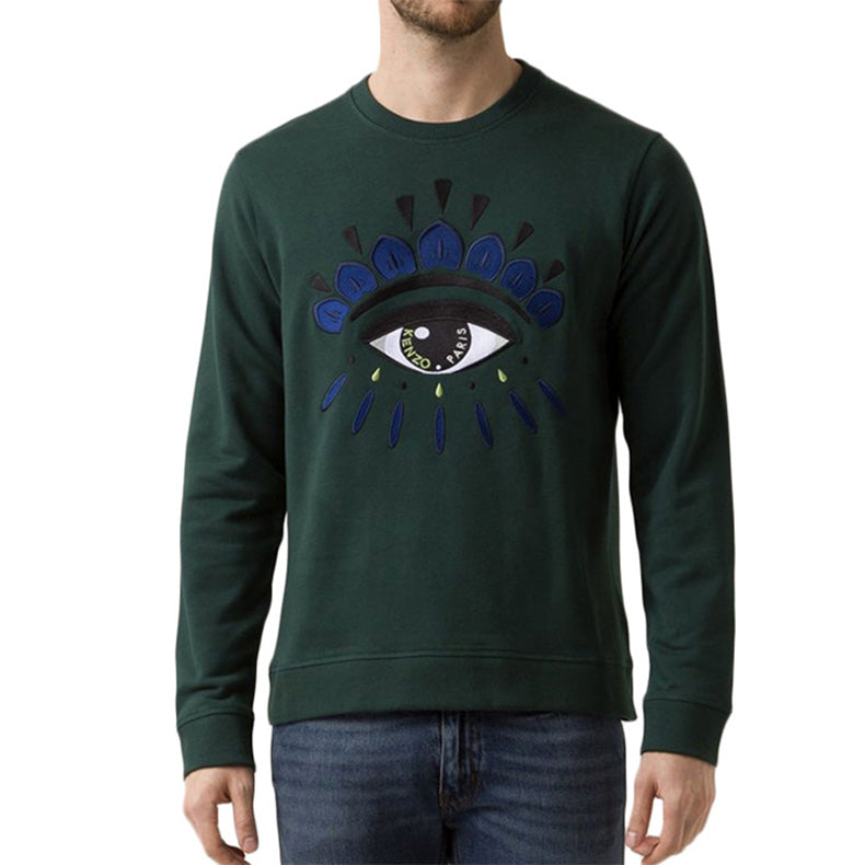 Men's KENZO Eye Logo Pullover Long Sleeves Dark Green 5SW0554XC-55