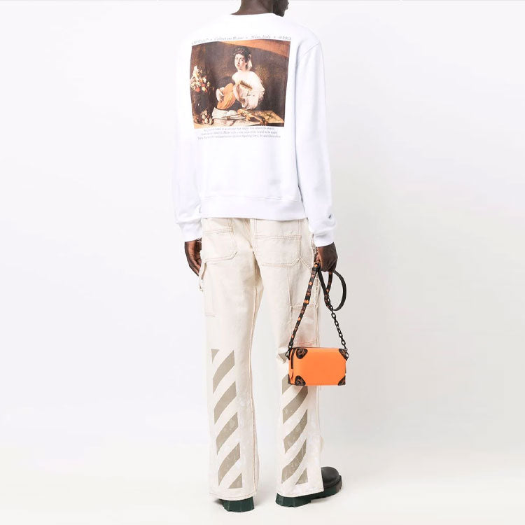 Men's Off-White FW21 Painting Pattern Round Neck Long Sleeves White OMBA025F21FLE0080184