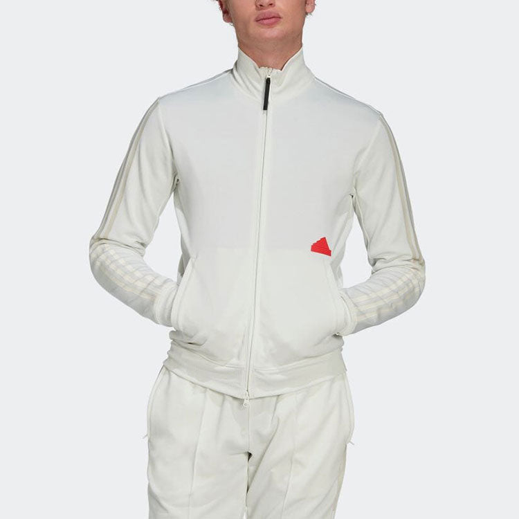 adidas Side Stripe Logo Printing Stand Collar Jacket White HG2071