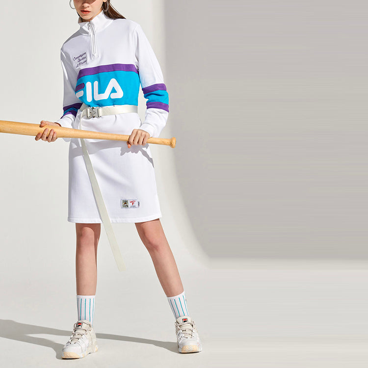 (WMNS) Fila Casual Sports Mid-length Pullover 'White Blue Purple' T11W112301F-WT