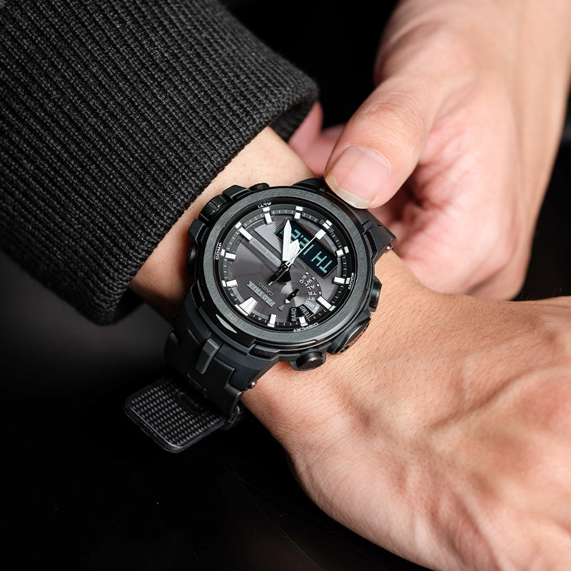 CASIO Waterproof Sports Shockproof Solar Powered Mens Black Analog PRW-6100Y-1BPR