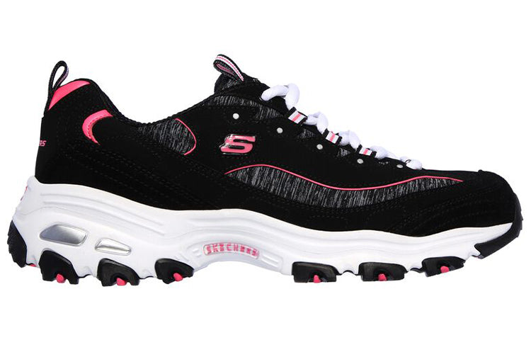 (WMNS) Skechers D'Lites Low-Top Running Shoes Black/Pink 11936-BKHP