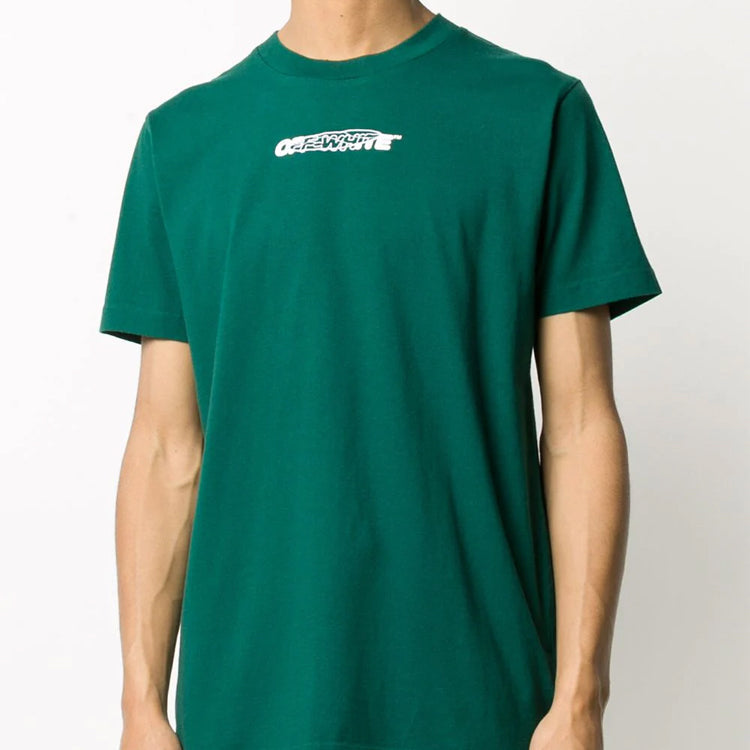 Men's Off-White logo Printing Green T-Shirt OMAA027E20JER0045701