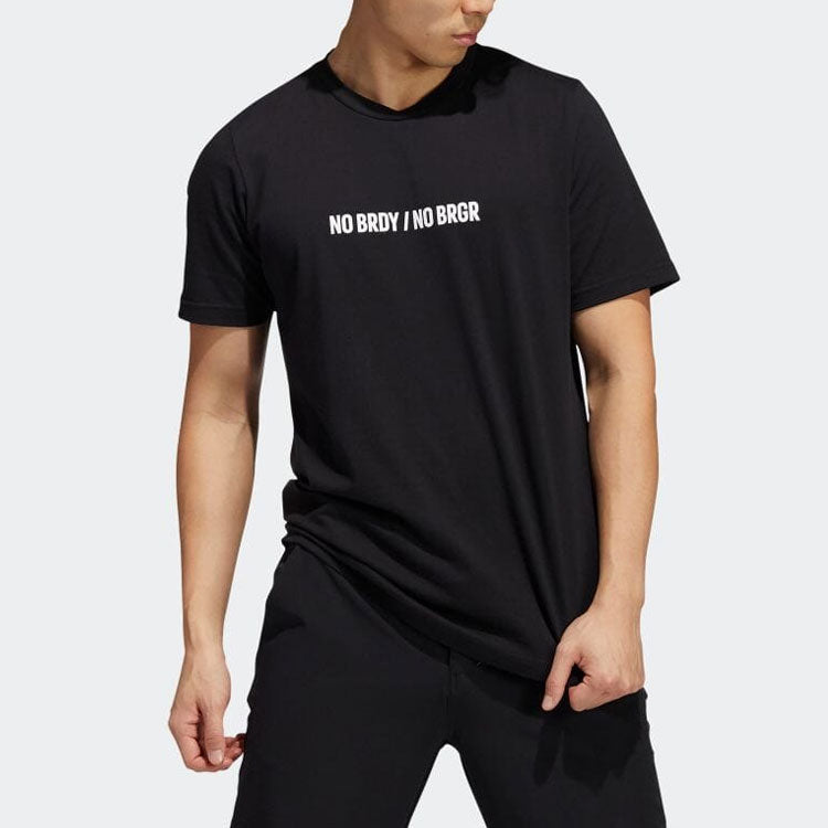 Men's adidas Casual Alphabet Printing Round Neck Pullover Short Sleeve Black T-Shirt GR5419