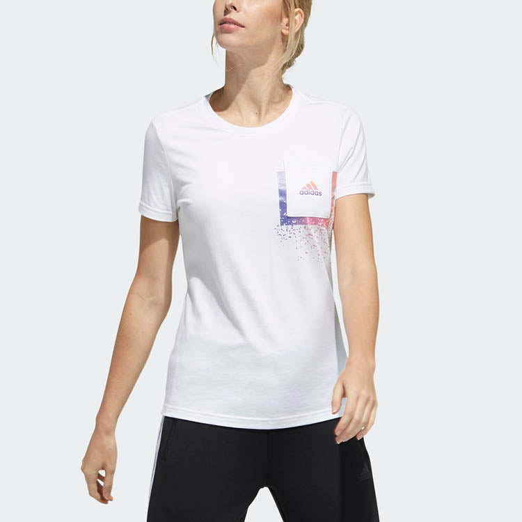 (WMNS) adidas Contrasting Colors Logo Pocket Sports Stylish Short Sleeve White T-Shirt GP0686