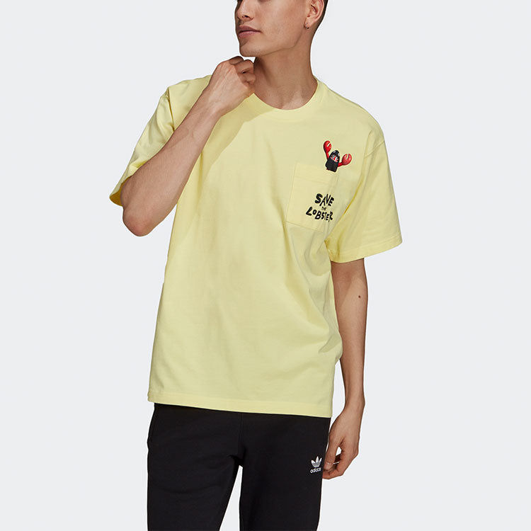 adidas originals Artist Tee Ss Dragon Pattern Pocket Short Sleeve Yellow HA4689