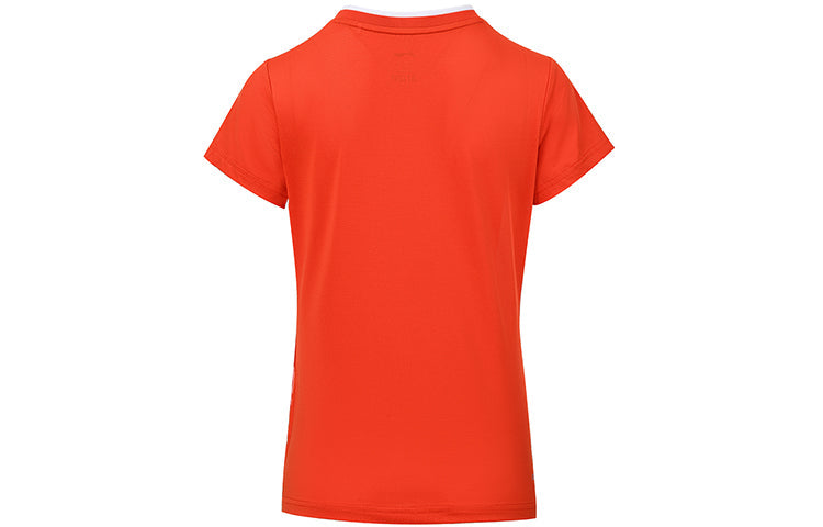 Li-Ning Table Tennis Series Sports tournament Quick Dry V neck Short Sleeve Orange AAYS018-2